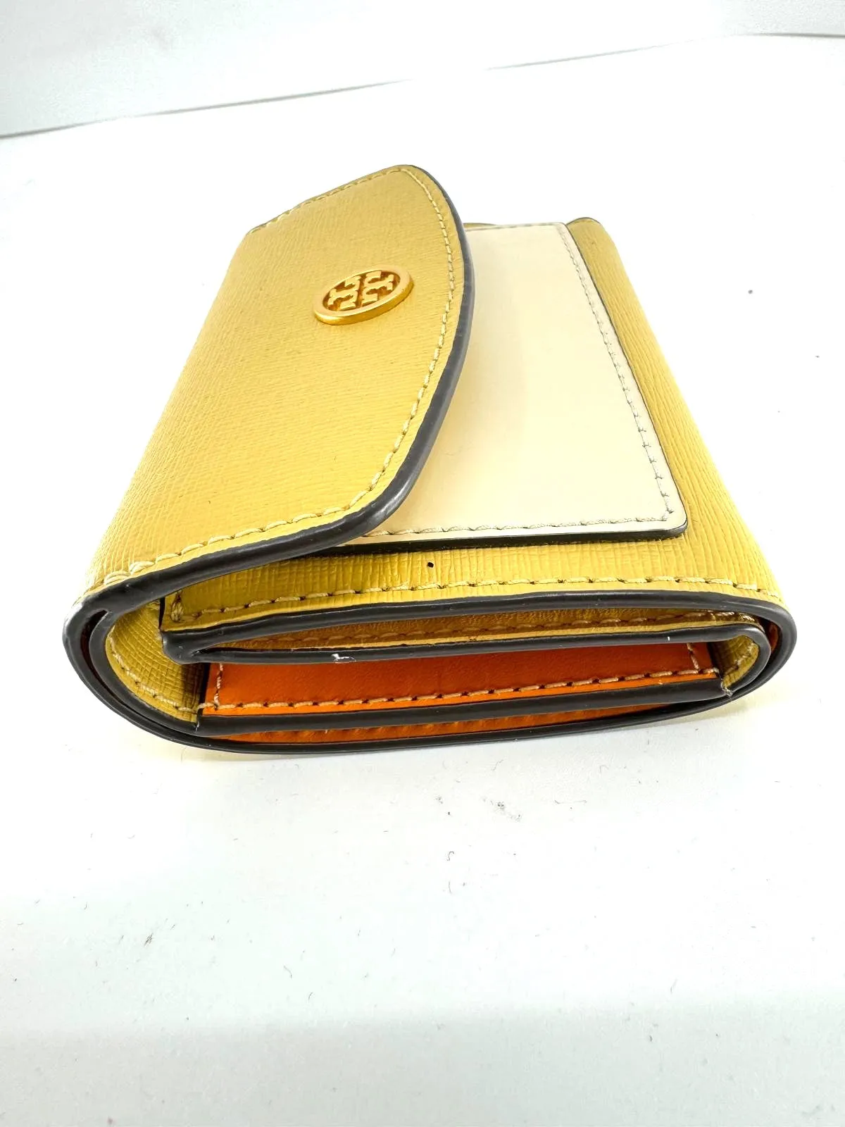 TORY BURCH ROBINSON COLOR BLOCK LEATHER MINI FLAP WALLET