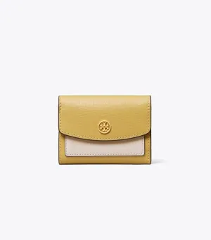 TORY BURCH ROBINSON COLOR BLOCK LEATHER MINI FLAP WALLET