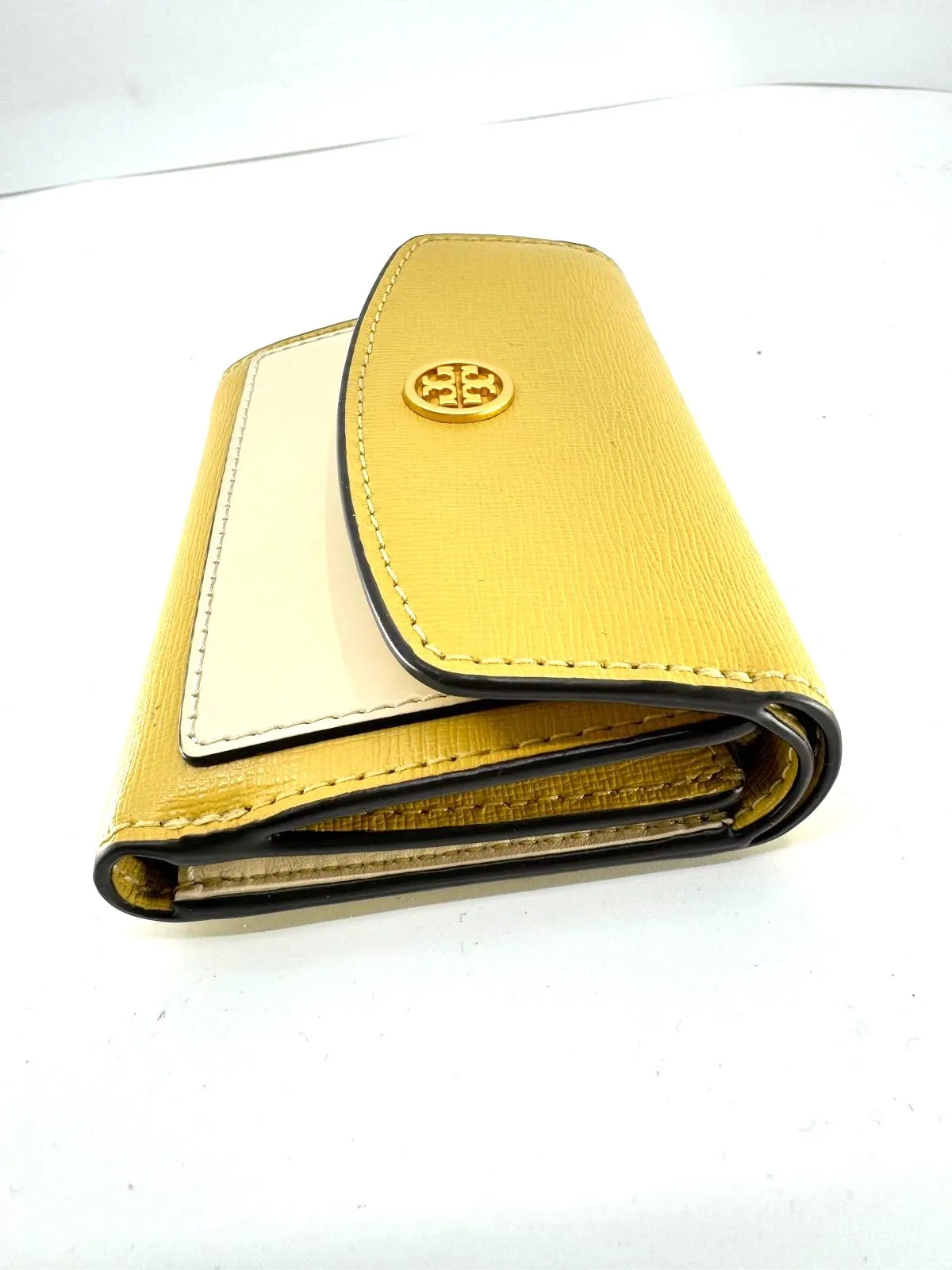 TORY BURCH ROBINSON COLOR BLOCK LEATHER MINI FLAP WALLET