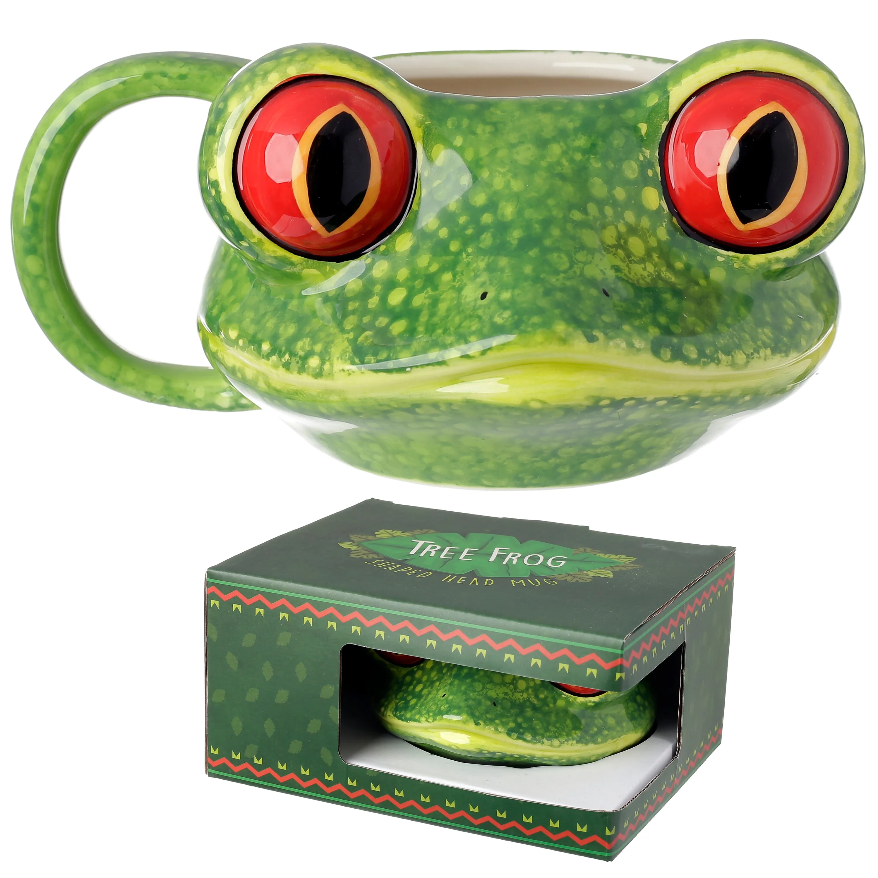 Tree Frog Head Ceramic Shaped Mug