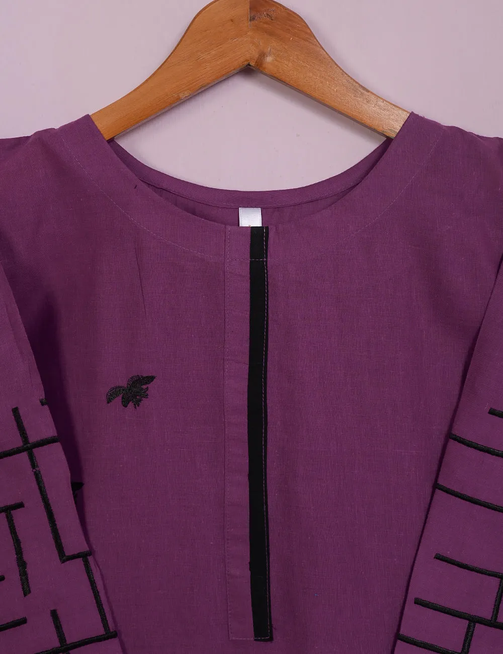 TS-112B-Purple - Cotton Embroidered Stitched Kurti
