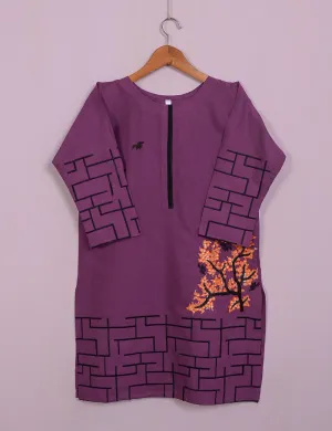 TS-112B-Purple - Cotton Embroidered Stitched Kurti