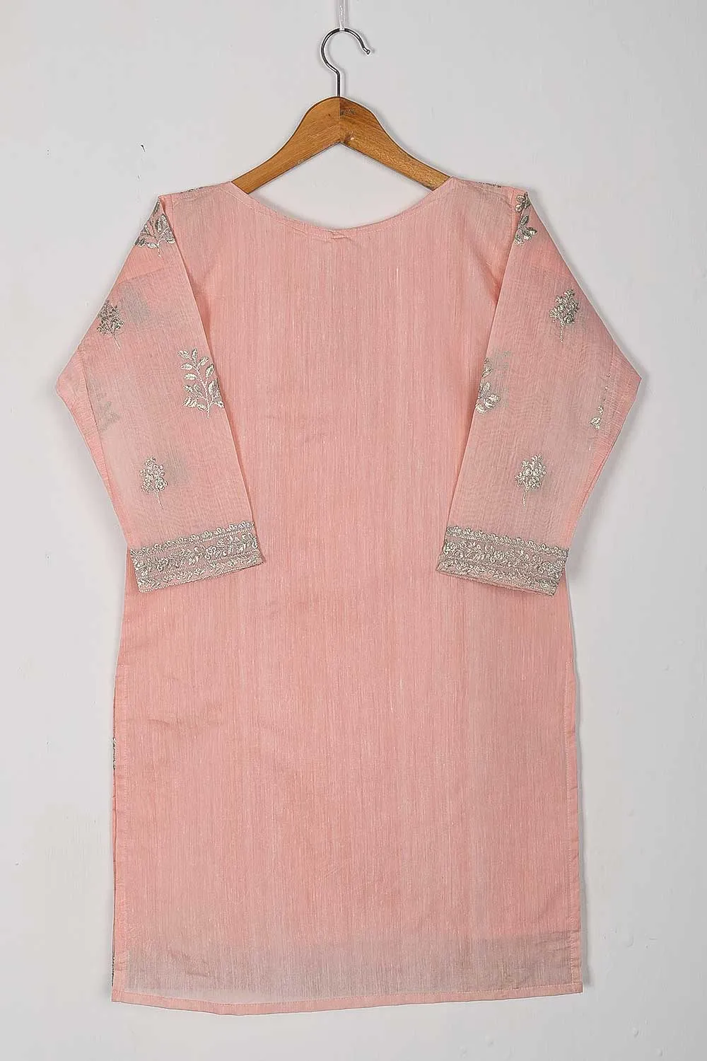 TS-160-Pink - Paper Cotton Embroidered Kurti