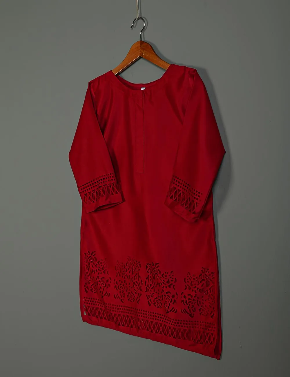 TS-161-Red - Silk Stitched Kurti