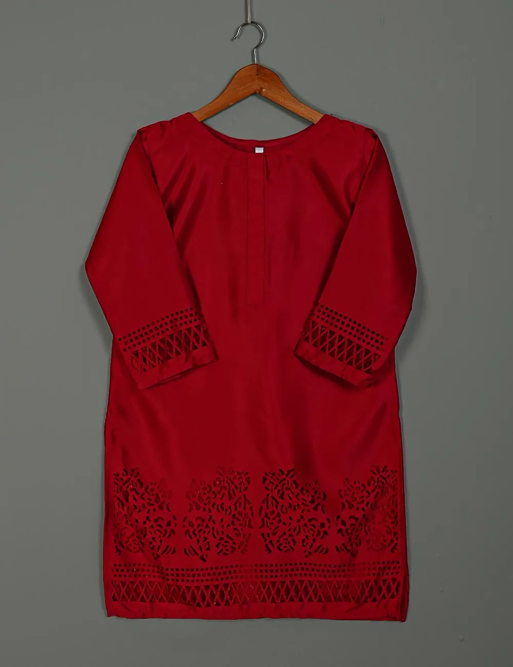TS-161-Red - Silk Stitched Kurti