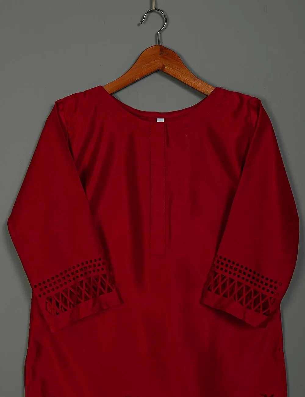 TS-161-Red - Silk Stitched Kurti