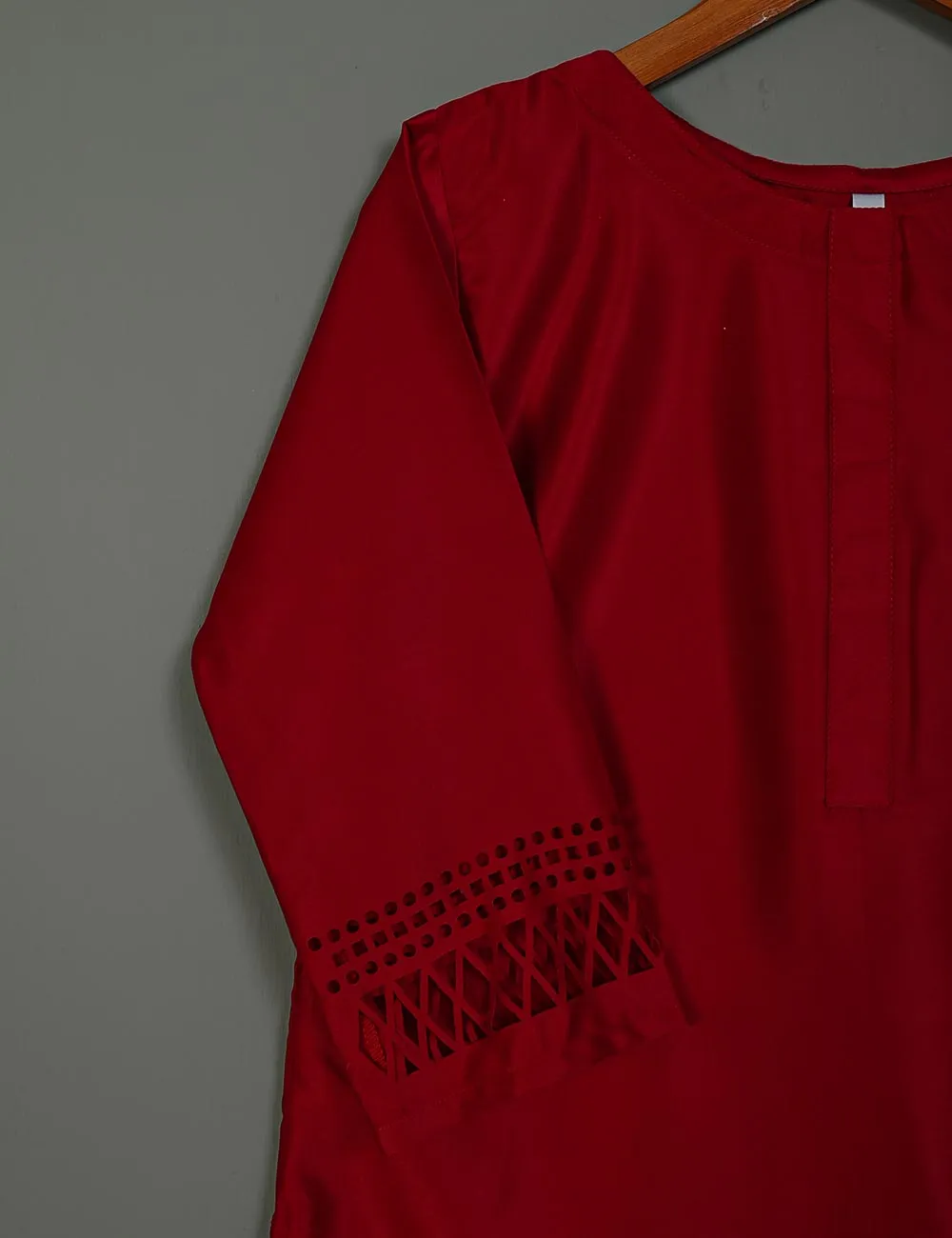 TS-161-Red - Silk Stitched Kurti