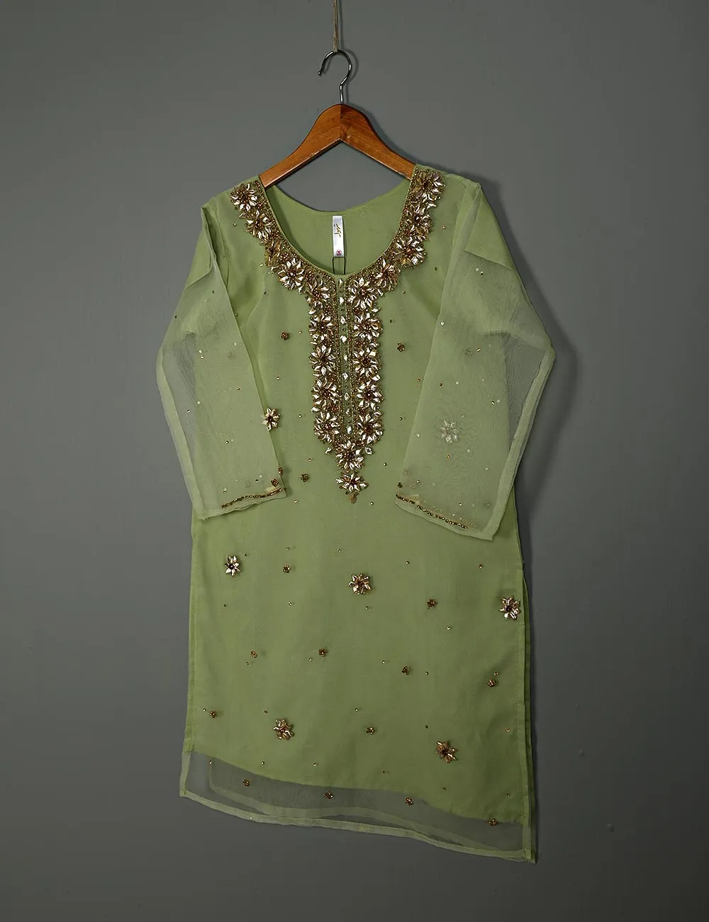 TS-166A-Pista - Organza Stitched Kurti