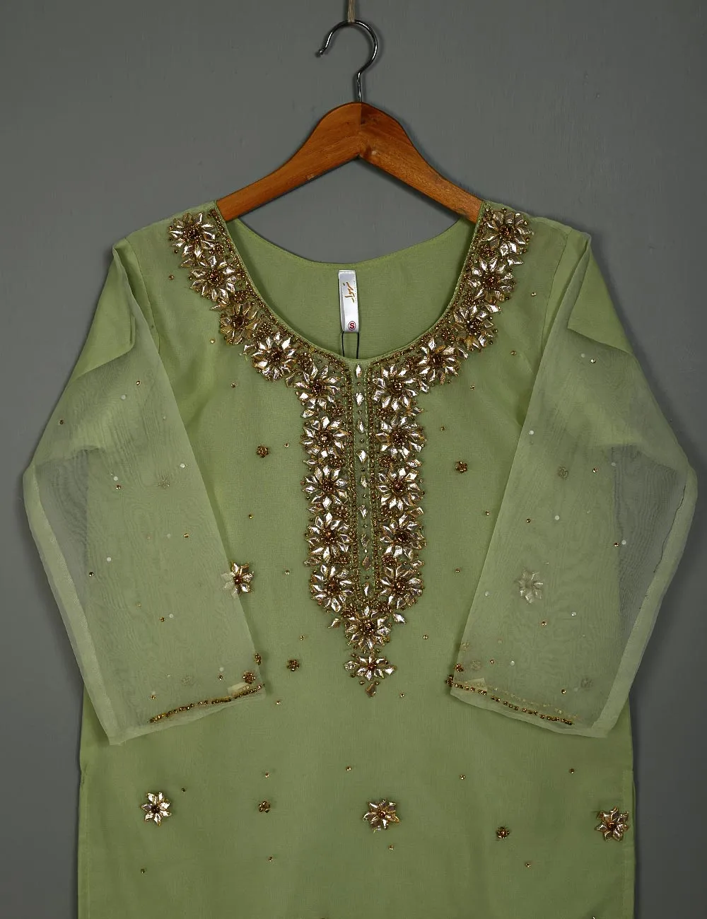 TS-166A-Pista - Organza Stitched Kurti