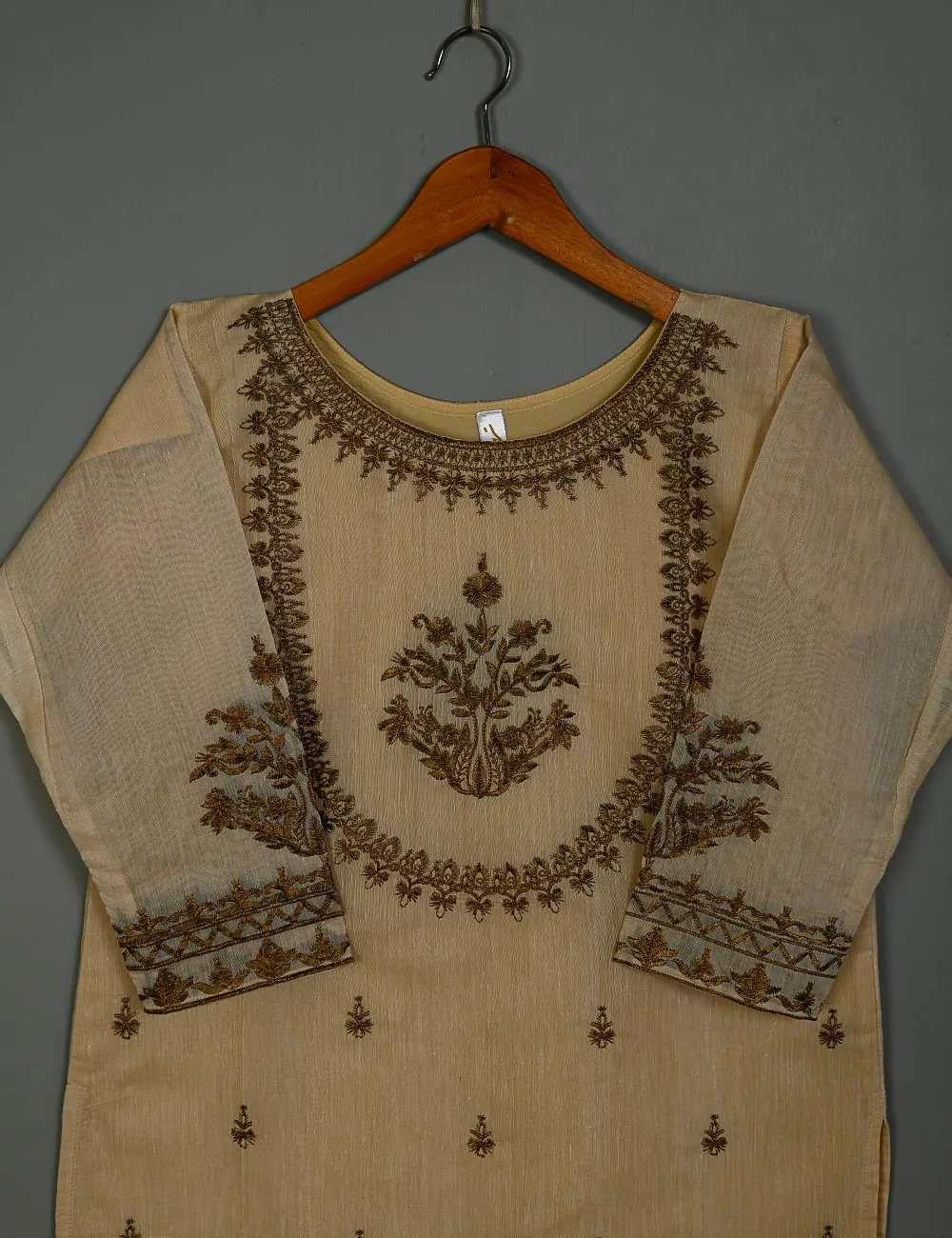 TS-171-Skin - Paper Cotton Embroidered Kurti