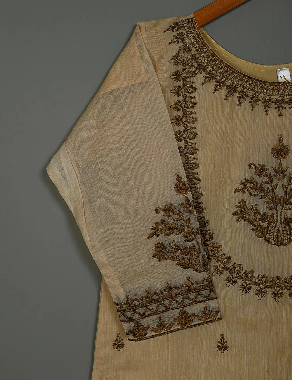 TS-171-Skin - Paper Cotton Embroidered Kurti