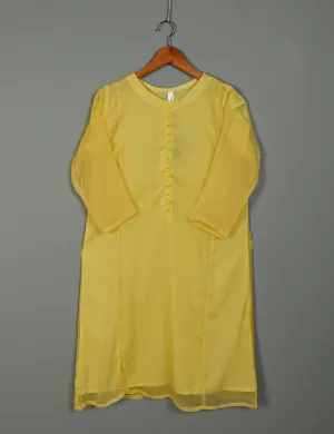 TS-183C-Yellow - Chiffon Stitched Kurti