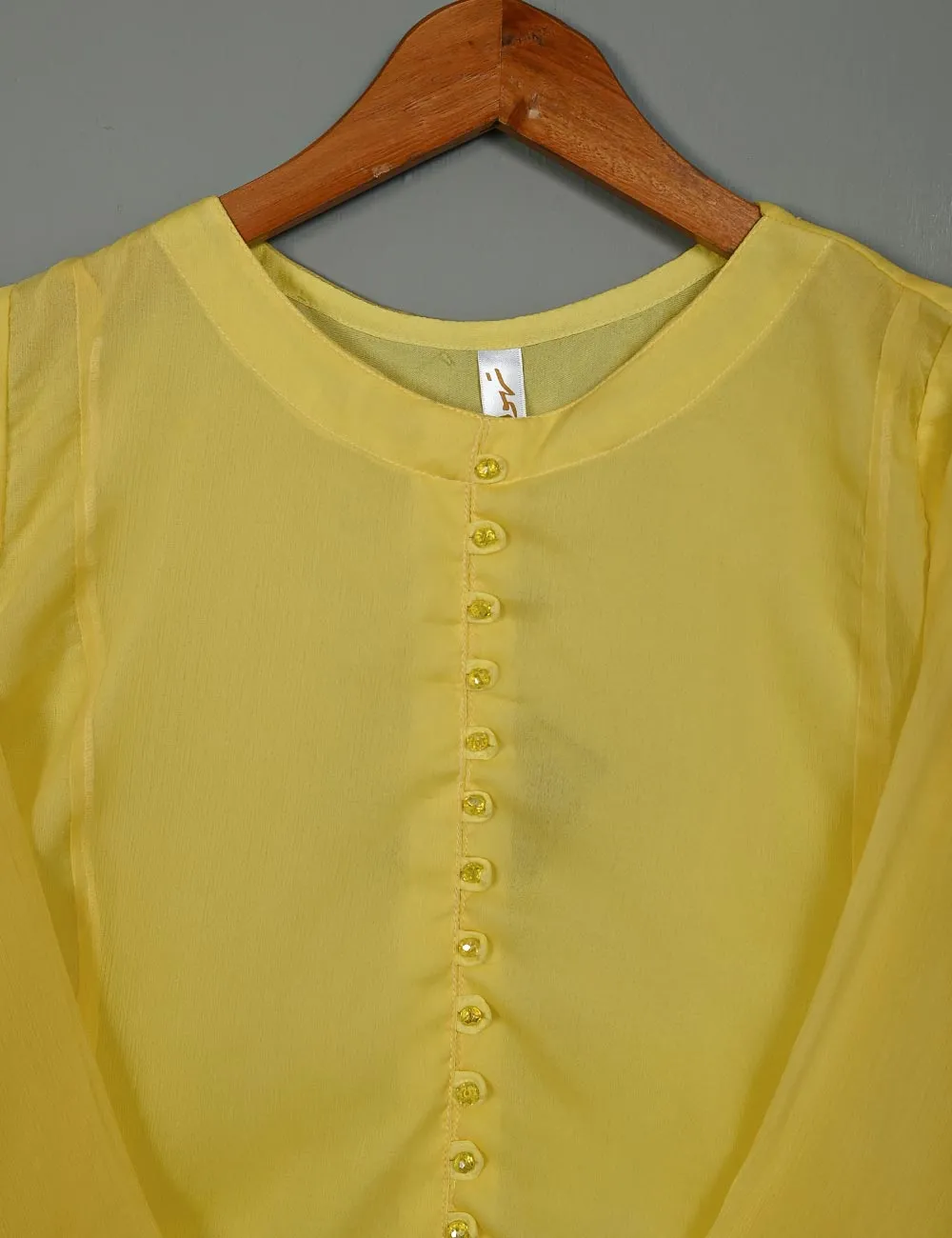 TS-183C-Yellow - Chiffon Stitched Kurti