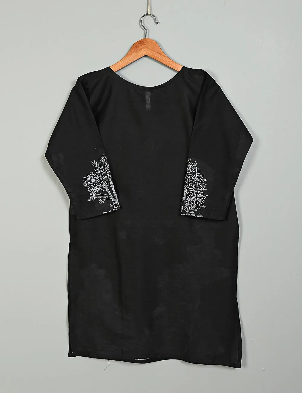 TS-185A-Black - Cotton Embroidered Kurti