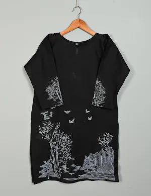 TS-185A-Black - Cotton Embroidered Kurti