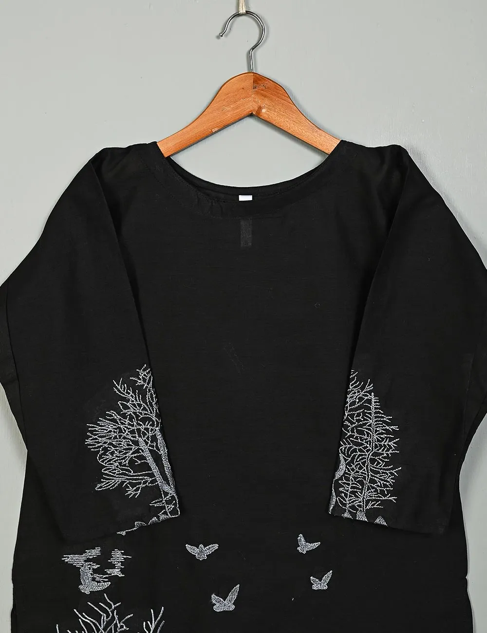 TS-185A-Black - Cotton Embroidered Kurti