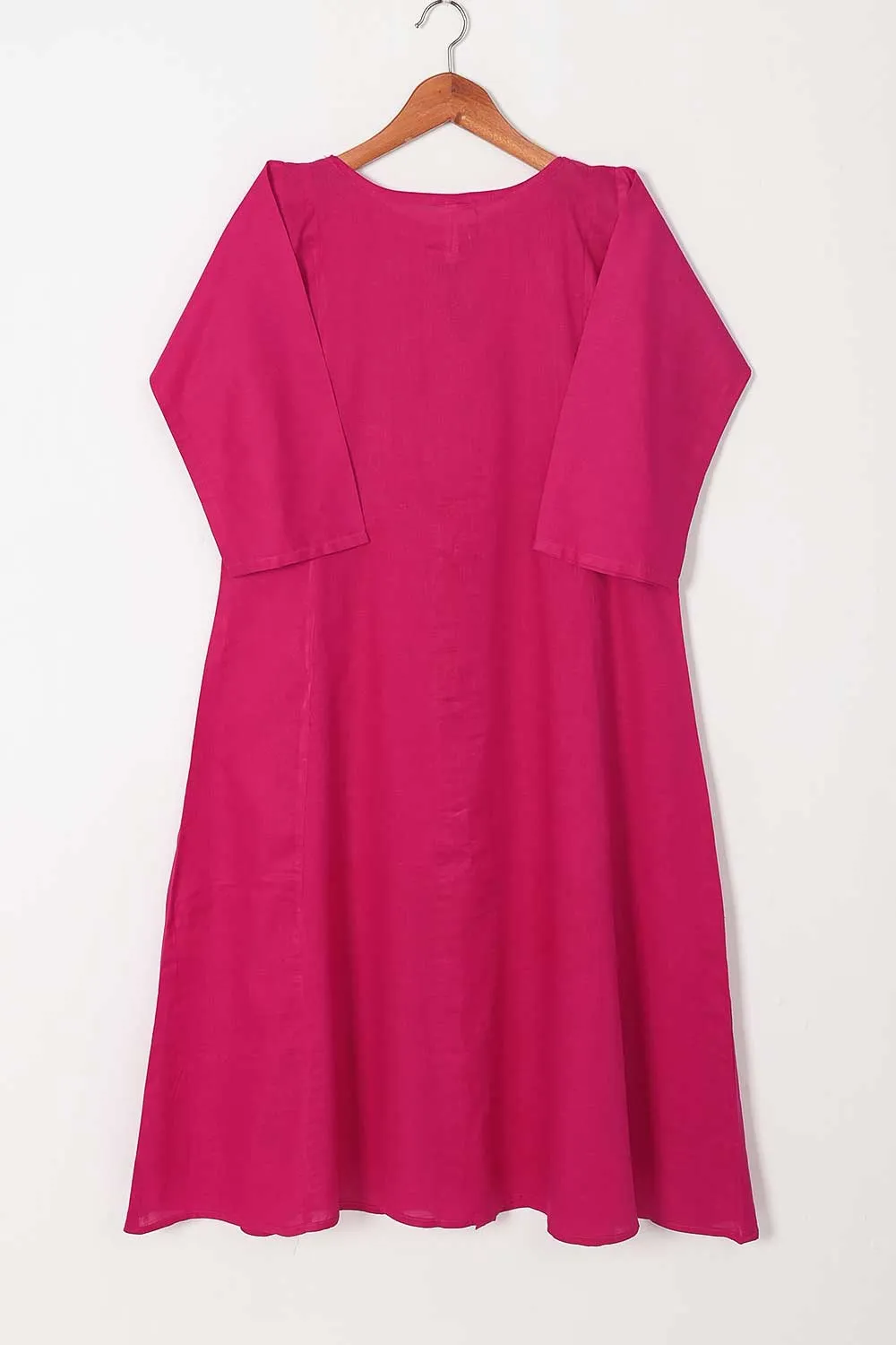 TS-222A-Fuchsia - Cotton Stitched Frock