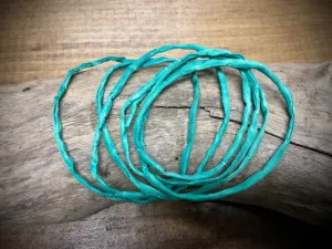 Tubular Stitched Silk Ribbon - Turquoise