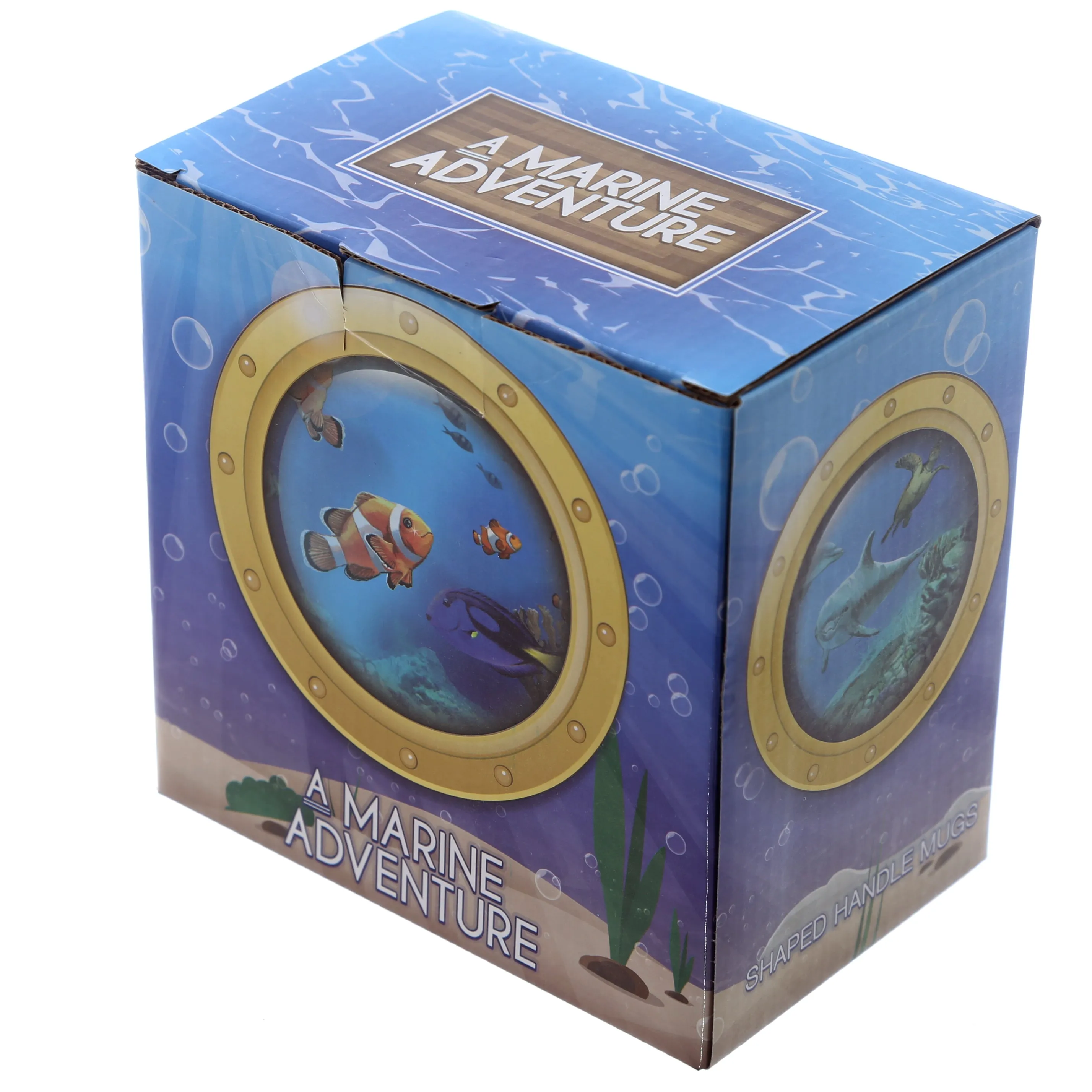 Turtle with Underwater Decal Ceramic Shaped Handle Mug
