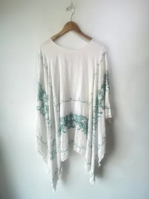 Upcycled Hand-Stitched Tablecloth Poncho