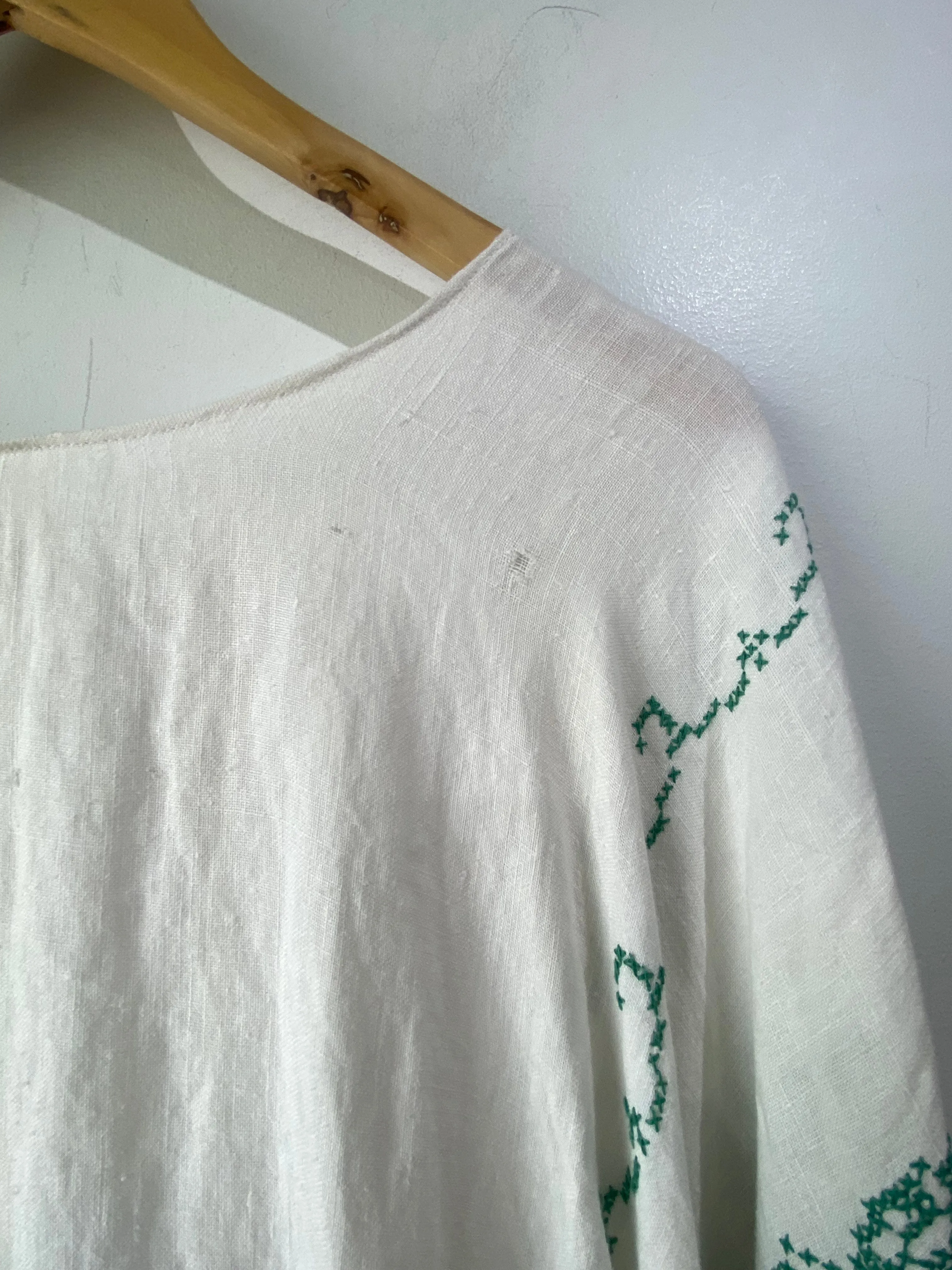 Upcycled Hand-Stitched Tablecloth Poncho