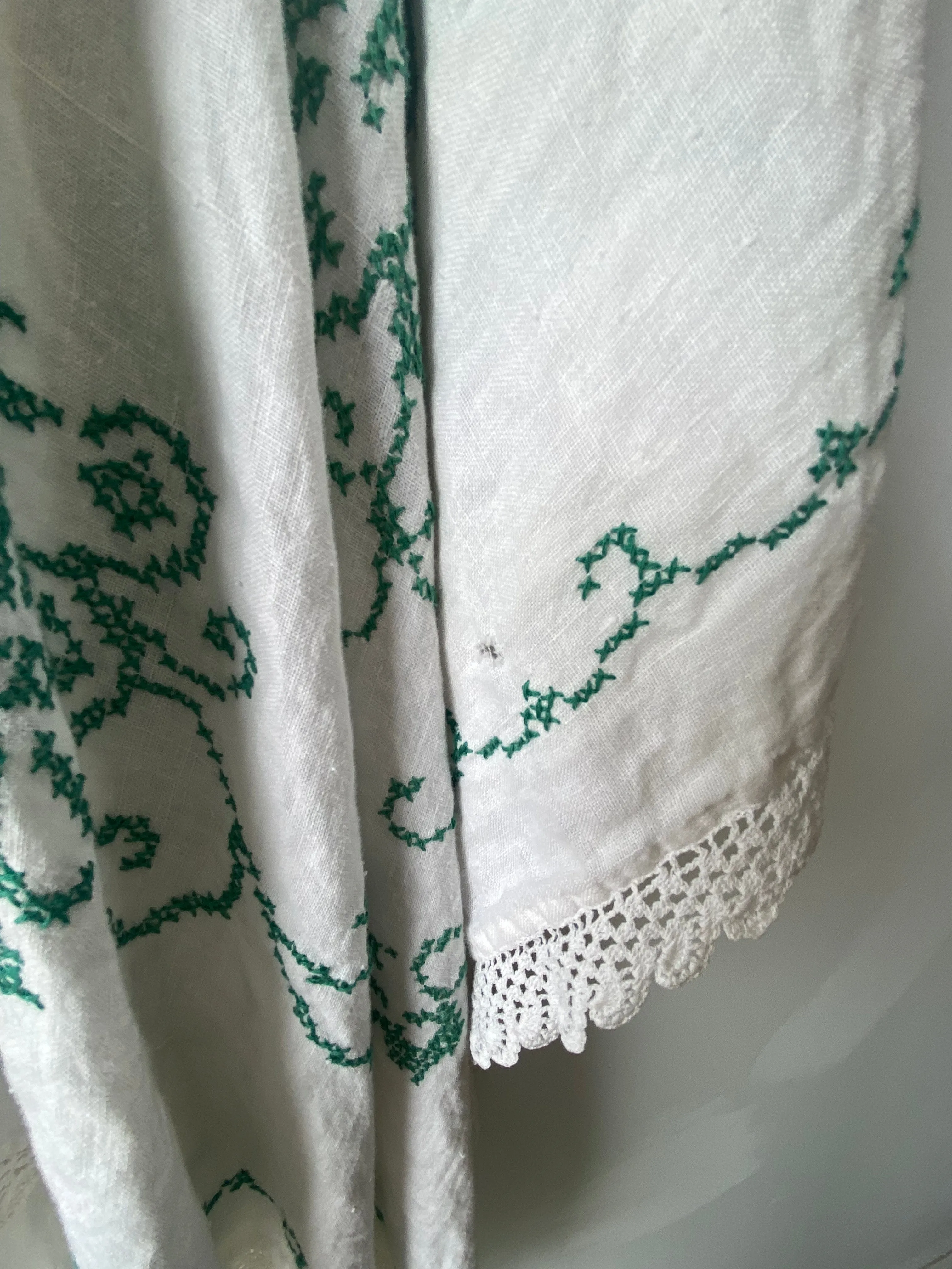 Upcycled Hand-Stitched Tablecloth Poncho