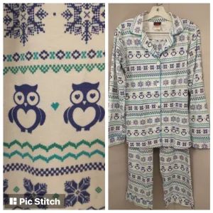 USA Made Bed Head Pajamas Owl w Hearts Cotton w Spandex Cute &amp; Comfortable NWT