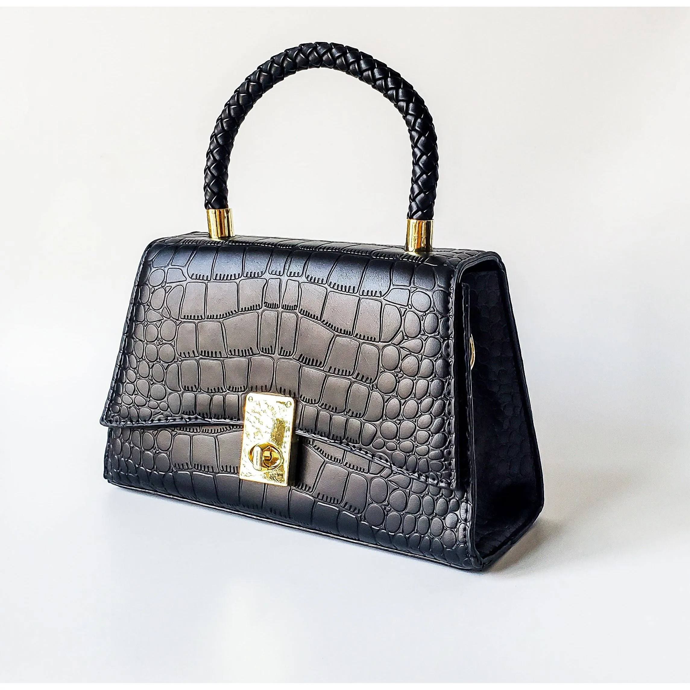 Vanessa Faux Crocodille Top Handle Handbag