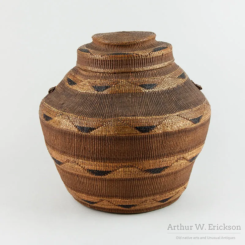 Very Large Tlingit Rattle Top Basket