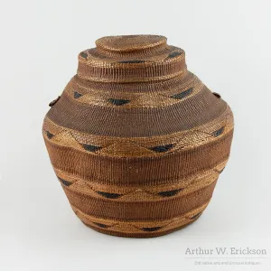 Very Large Tlingit Rattle Top Basket