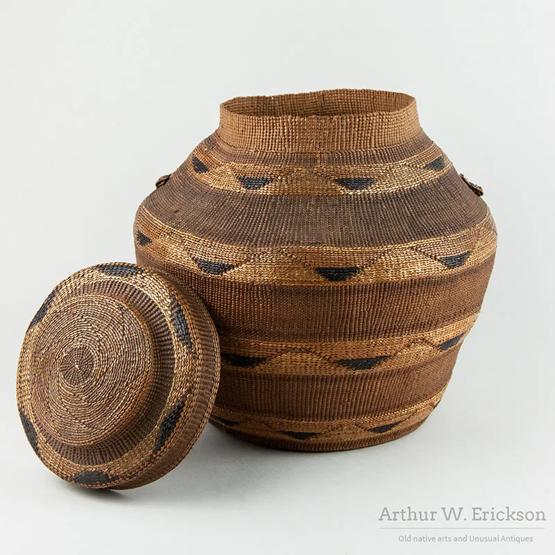 Very Large Tlingit Rattle Top Basket