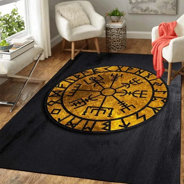 Viking Odin Wolf Rug Viking Norse Mythology Large Area Rugs Comfortable Carpet Rugs For Bedroom Printed Mat Bedroom Decor Carpet