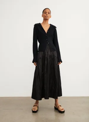 Vince Black Fitted Shaped Collar Blouse