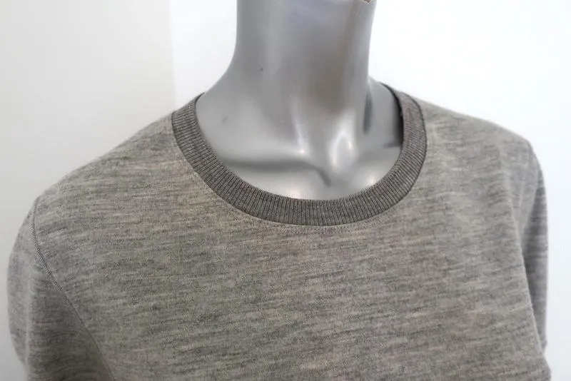 Vince Sweater Heather Gray Wool Size Medium Rolled Sleeve Relaxed Pullover