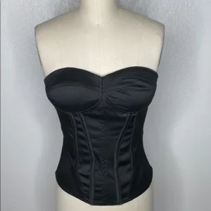 VTG black 90s Helmut Newton goth corset S