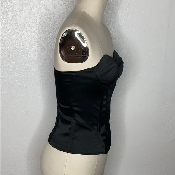 VTG black 90s Helmut Newton goth corset S