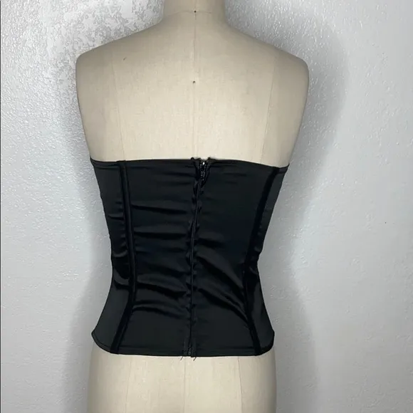 VTG black 90s Helmut Newton goth corset S