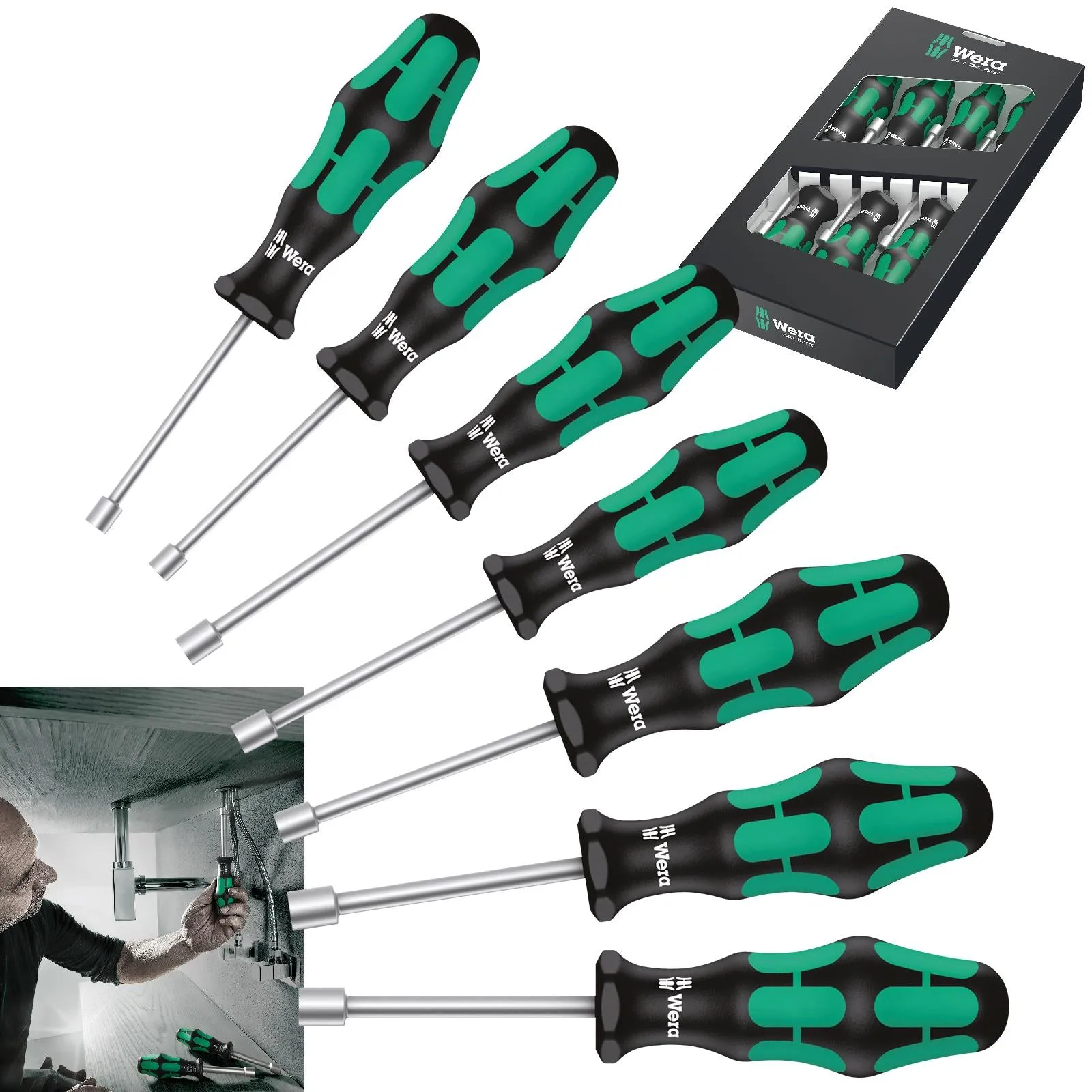 Wera Kraftform Hollow Shaft Nutspinner Set 7 Piece 5-13mm 395 HO/7 SM