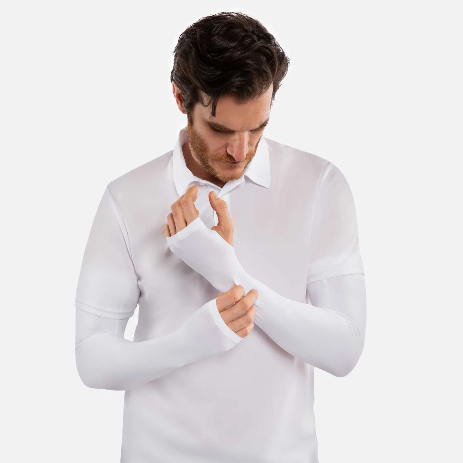 White Arm Sleeves with Thumbhole - Adult