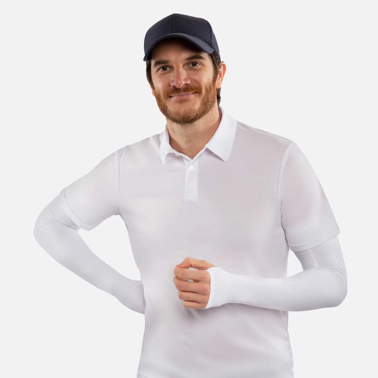White Arm Sleeves with Thumbhole - Adult