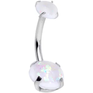 White Faux Opal Grade 23 Titanium Internally Threaded Belly Ring