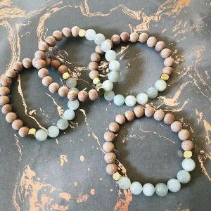 White Moonstone Rose Wood Diffuser Bracelet