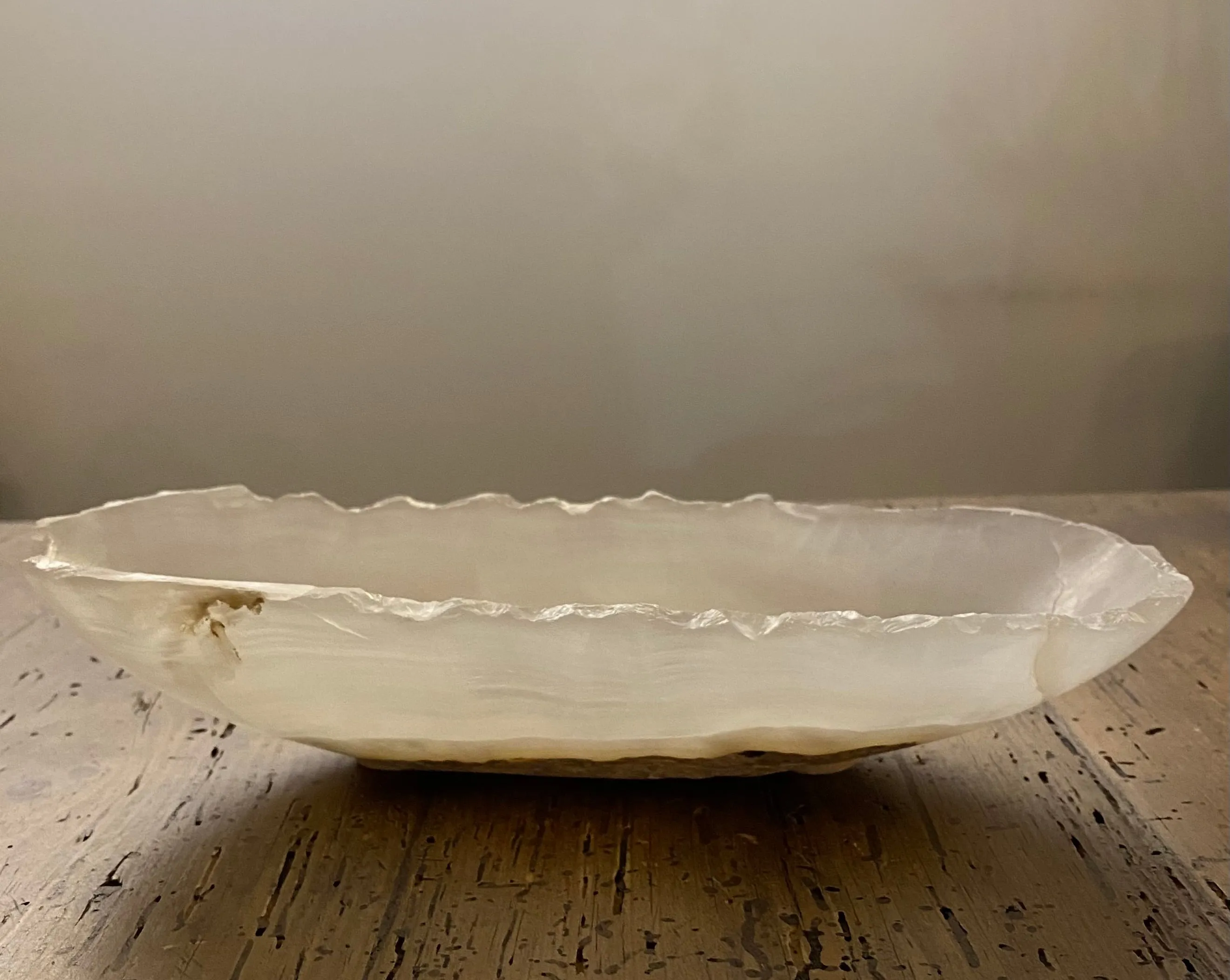 White Onyx Canoe Bowl
