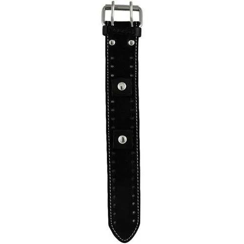 White Stitched Black Leather Cuff