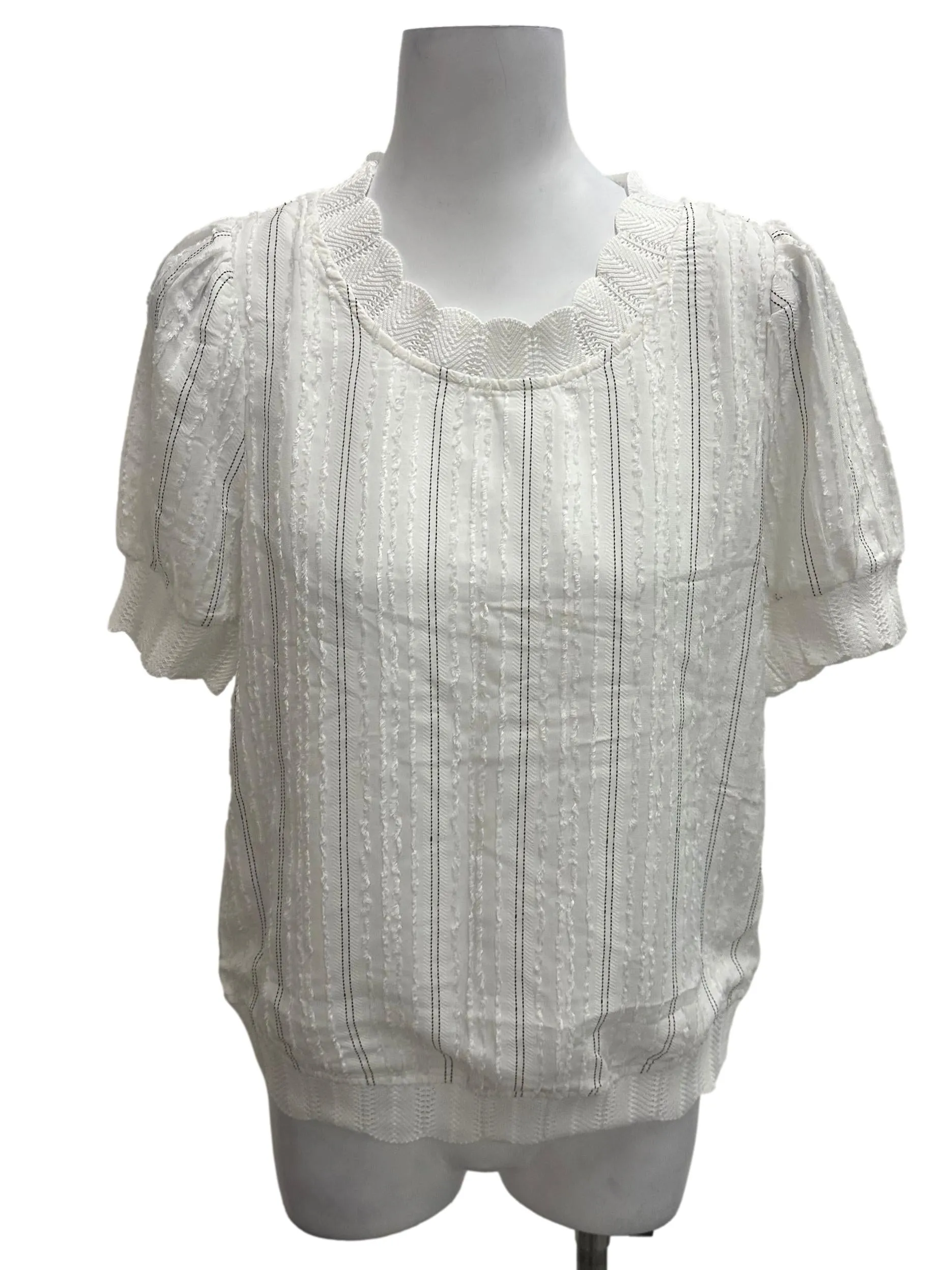 White Textured Blouse