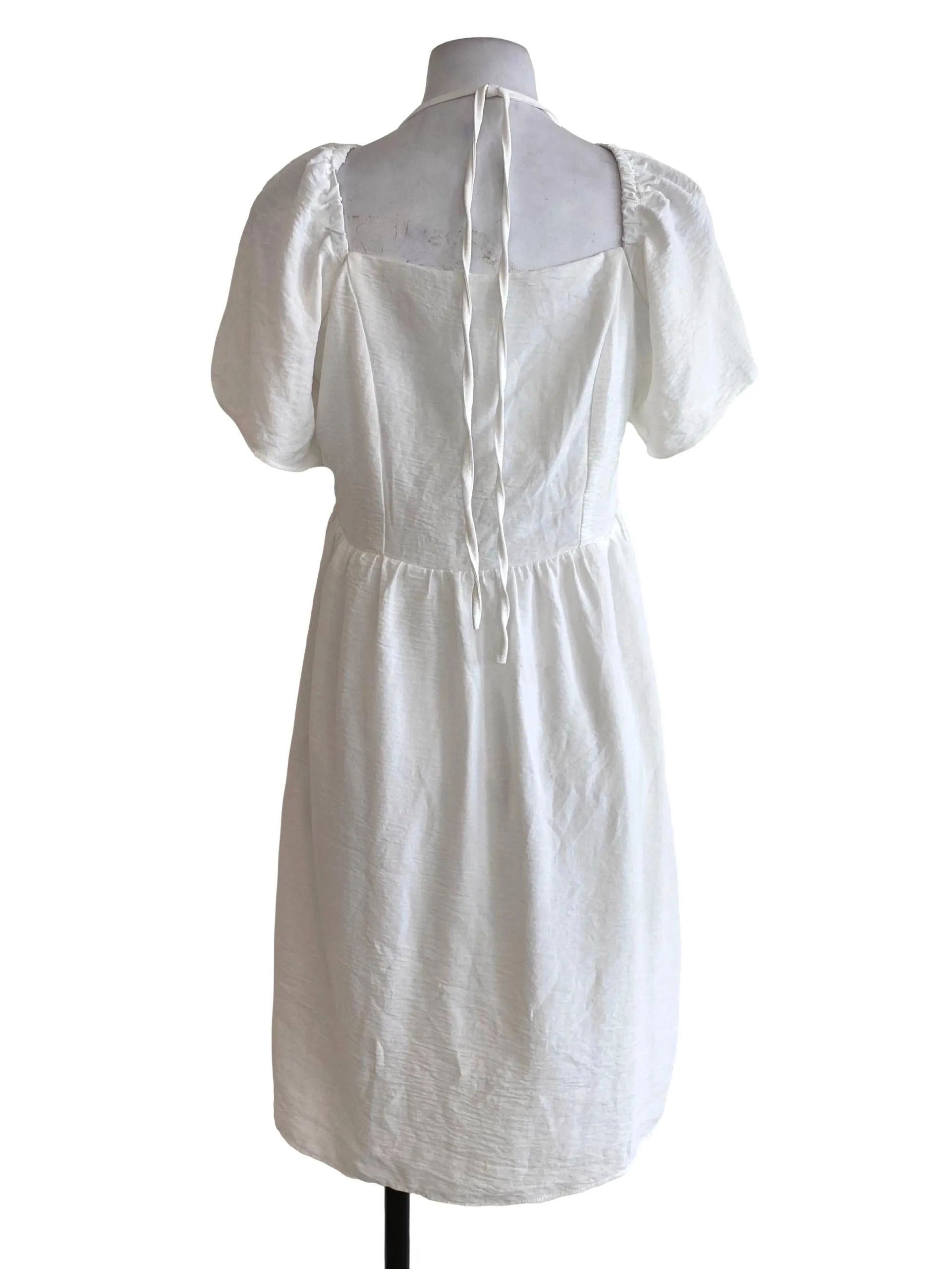 White Textured Empire Dress