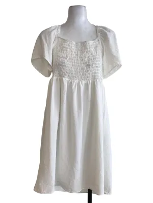 White Textured Empire Dress