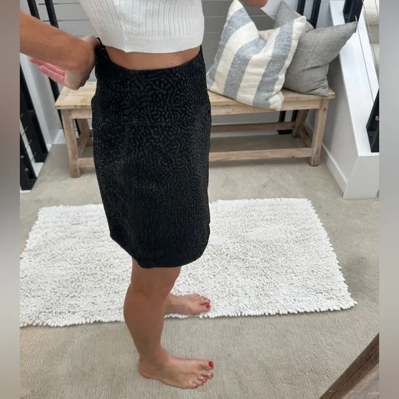 Winlit black High waist midi skirt genuine leather winter business casual 13/14