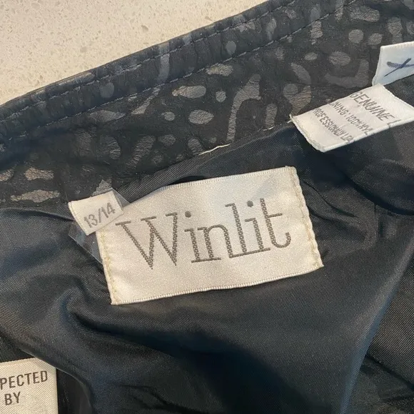 Winlit black High waist midi skirt genuine leather winter business casual 13/14