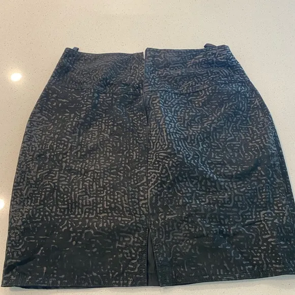 Winlit black High waist midi skirt genuine leather winter business casual 13/14